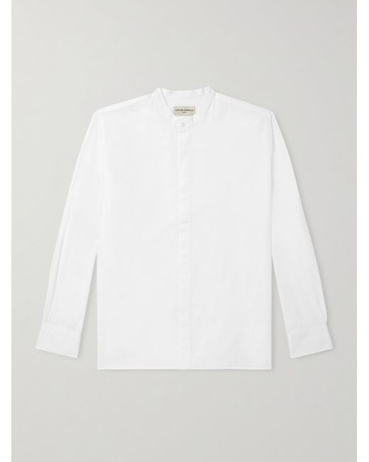 Officine Generale White Gaston Grandad-Collar Cotton-Poplin Shirt for men