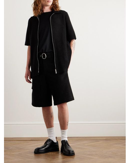 Jil Sander Black Straight-leg Belted Cotton-blend Corduroy Shorts for men