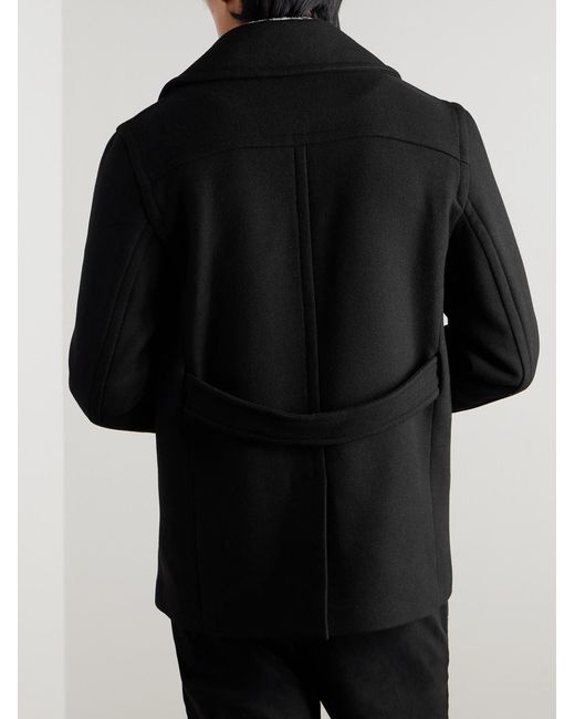 Mr P. Black Wool-Blend Twill Peacoat for men