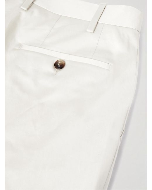 Lardini White Slim-fit Straight-leg Pleated Cotton-blend Poplin Suit Trousers for men