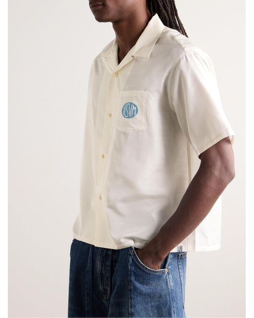 Visvim Natural Crosby Convertible-collar Logo-print Silk Shirt for men