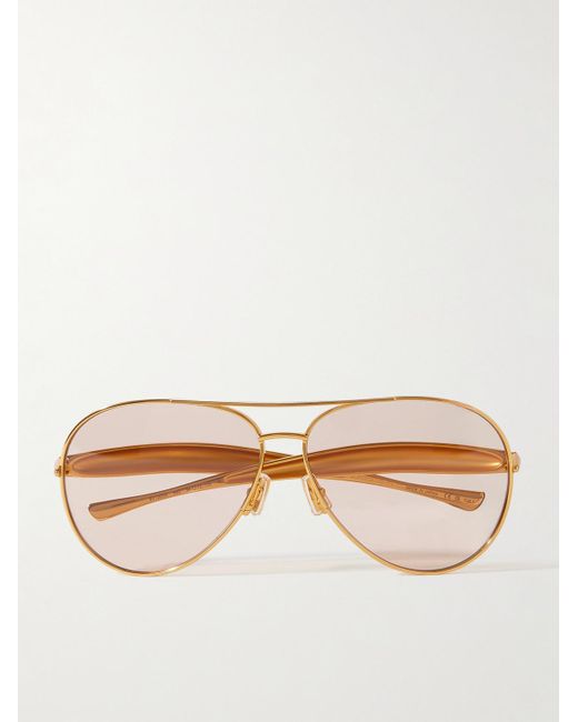 Bottega Veneta Natural Sardine Aviator-style Gold-tone Sunglasses for men