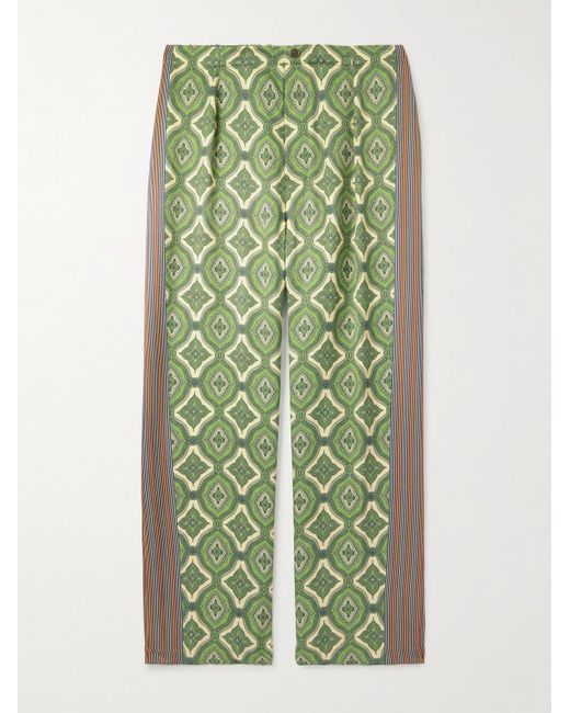 Etro Harlequin gerade geschnittene Anzughose aus glänzendem Twill mit Paisley-Print in Green für Herren