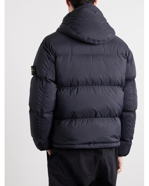 Stone Island Blue Padded Quilted Cordura Ripstop Hooded Down Jacket for men