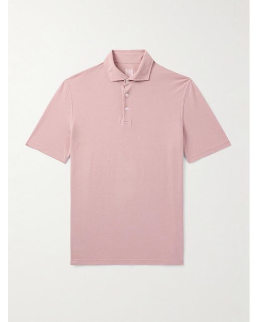 Fedeli Pink Slim-Fit Cotton-Piqué Polo Shirt for men