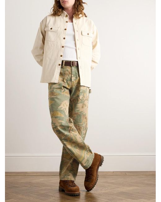 CHERRY LA Natural Straight-leg Camouflage-print Cotton-canvas Trousers for men