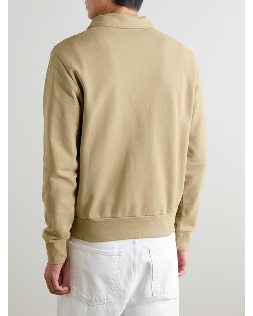 Polo Ralph Lauren Natural Logo-Embroidered Cotton-Jersey Half-Zip Sweatshirt for men