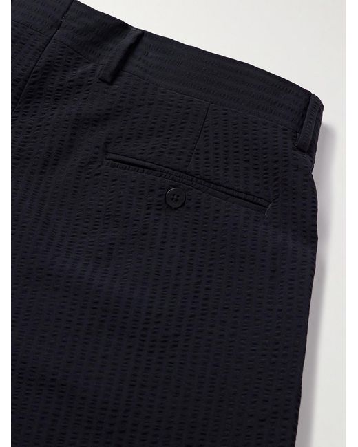 STÒFFA Blue Pleated Wool-seersucker Shorts for men