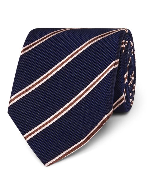 Kingsman Blue Drake's 8.5cm Striped Silk And Cotton-blend Faille Tie for men