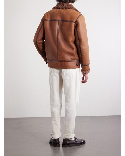 Brunello Cucinelli Brown Shearling Jacket for men