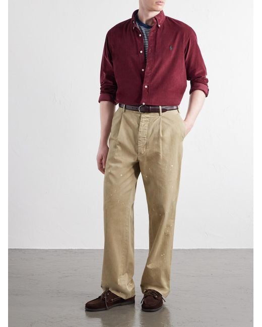 Polo Ralph Lauren Button-Down Collar Logo-Embroidered Cotton-Corduroy Shirt for men