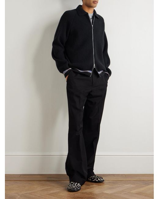 A Kind Of Guise Blue Zaya Ribbed Merino Wool Zip-Up Sweater for men