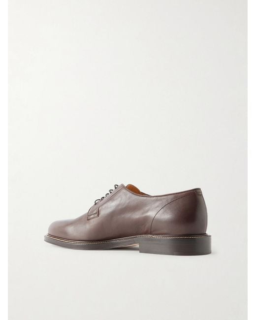 Brunello Cucinelli Brown Leather Derby Shoes for men
