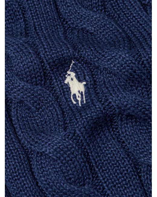 Polo Ralph Lauren Blue Driver Logo-Embroidered Cable-Knit Cotton Sweater for men