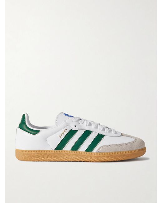 Adidas Originals Blue Samba Suede-trimmed Leather Sneakers for men