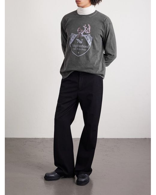 Neighborhood Gray Logo-print Pigment-dyed Cotton-jersey T-shirt for men