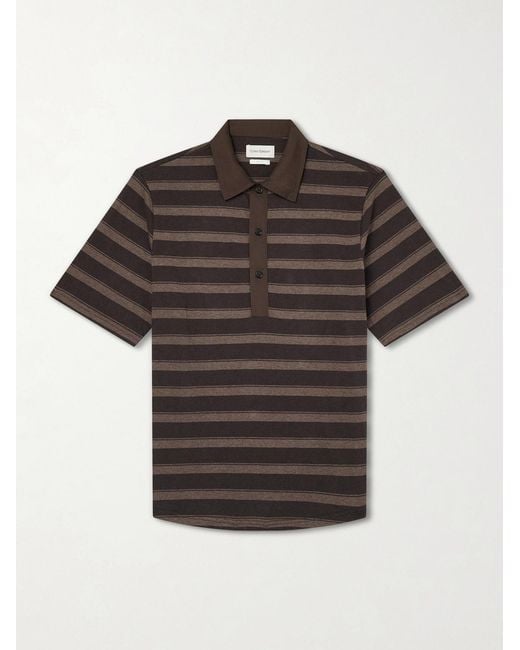 Oliver Spencer Brown Stanfield Striped Organic Cotton Polo Shirt for men