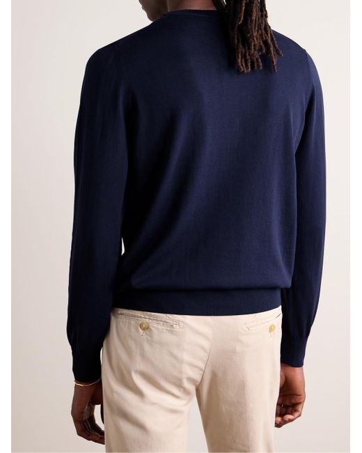 Canali Blue Cotton Sweater for men