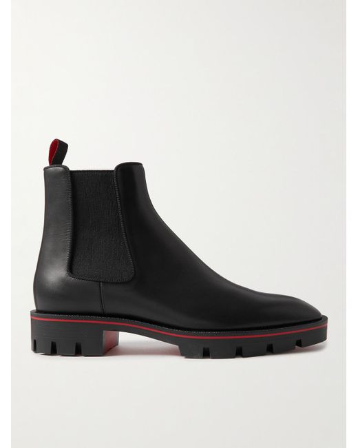 Christian Louboutin Black Alpinosol Leather Chelsea Boots for men