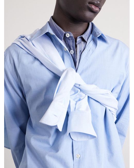 Officine Generale Blue Cotton-Poplin Shirt for men