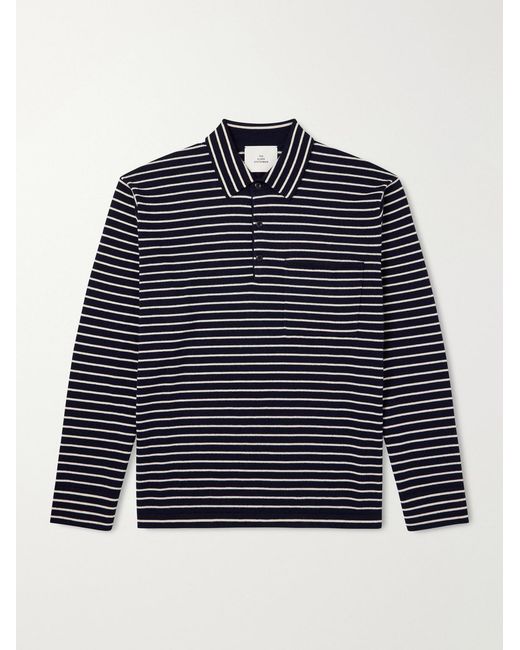 The Elder Statesman Blue Striped Cashmere Polo Shirt for men