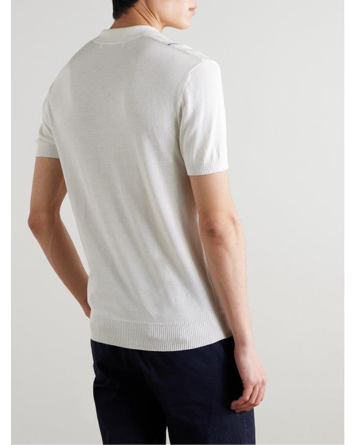 Orlebar Brown White Horton Slim-fit Ribbed Mulberry Silk And Organic Cotton-blend Polo Shirt for men