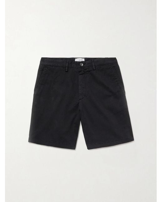 Mr P. Black Straight-Leg Garment-Dyed Cotton-Blend Twill Bermuda Shorts for men