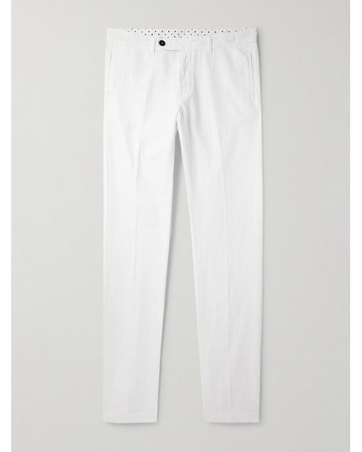 Massimo Alba White Winch2 Slim-Fit Straight-Leg Cotton And Linen-Blend Trousers for men