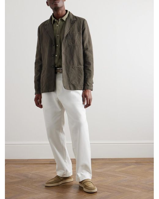Massimo Alba Green Baglietto Unstructured Cotton And Hemp-blend Canvas Blazer for men