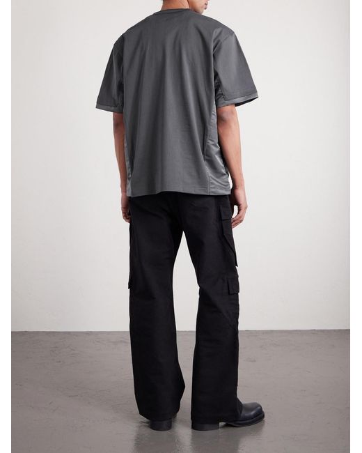 Sacai Gray Appliquéd Shell-trimmed Cotton-jersey T-shirt for men
