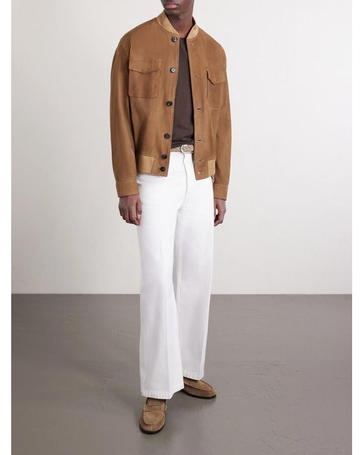 Slowear Brown Suede Bomber Jacket for men