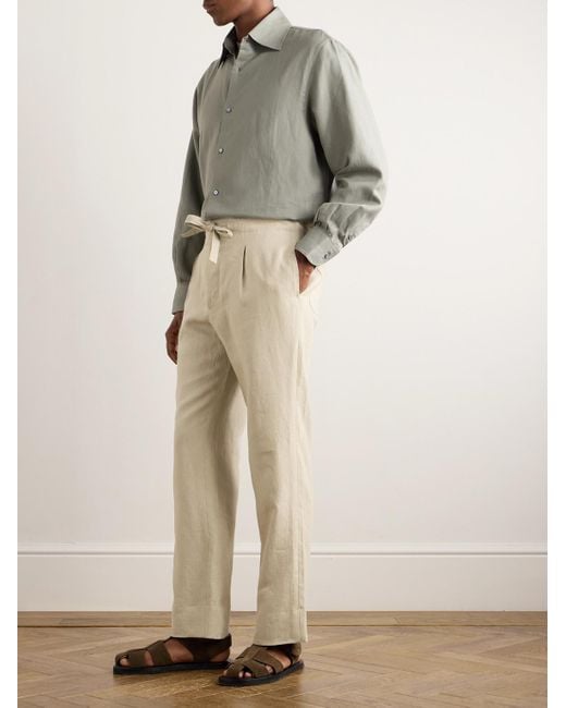 STÒFFA Natural Straight-leg Linen-twill Drawstring Trousers for men