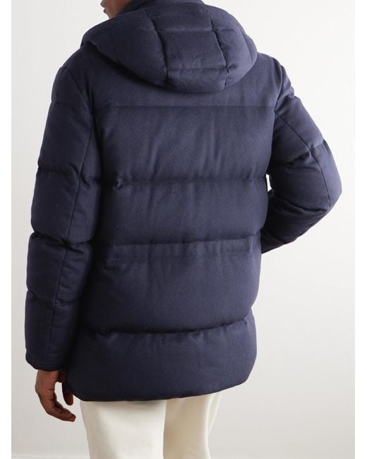 Ralph Lauren Purple Label Blue Cameron Quilted Wool-blend Hooded Down Jacket for men