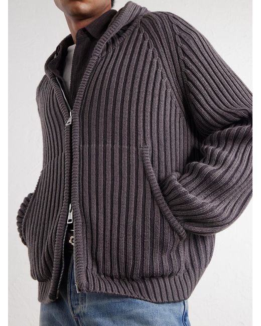 Our Legacy Gray Level Merino Wool Zip-Up Hoodie for men