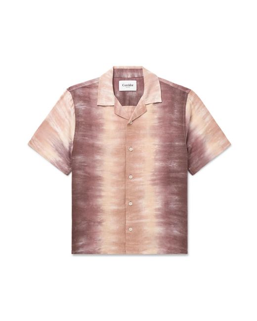 Corridor NYC Pink Cosmic Camp-Collar Tie-Dyed Linen And Cotton-Blend Shirt for men