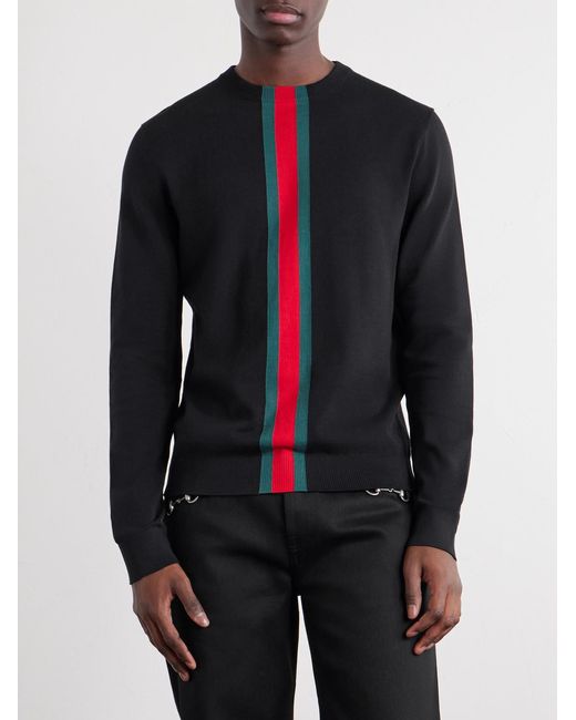 Gucci Blue Webbing-Trimmed Cotton Sweater for men