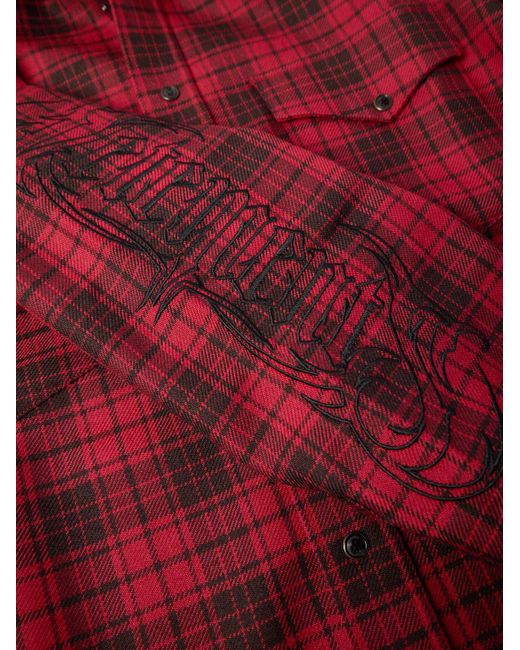 Vetements Logo-Embroidered Checked Wool Shirt for men