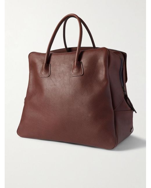 Bleu De Chauffe Brown Zoom Full-grain Leather Weekend Bag for men