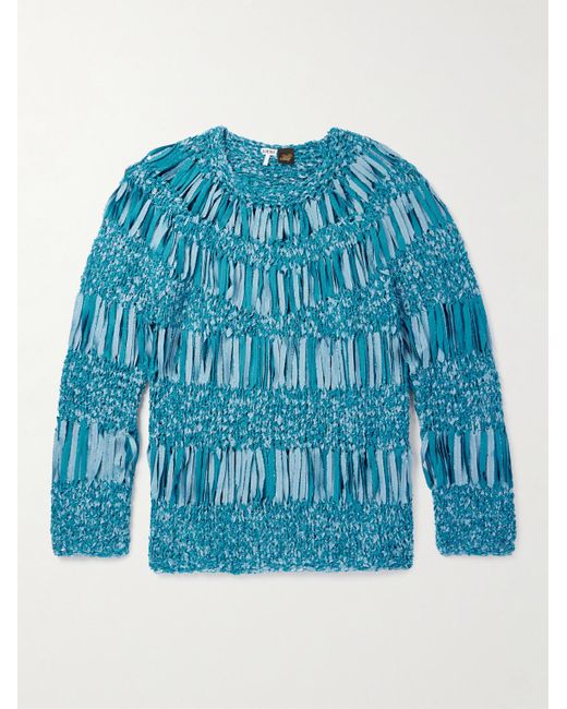Loewe Paula's Ibiza Pullover aus Lochstrick aus einer strukturierten Baumwollmischung in Blue für Herren