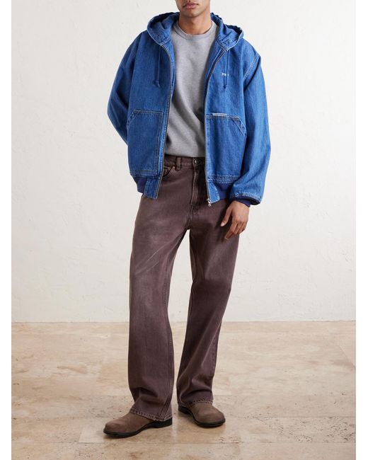 (w)taps Blue D00m Denim Hooded Jacket for men