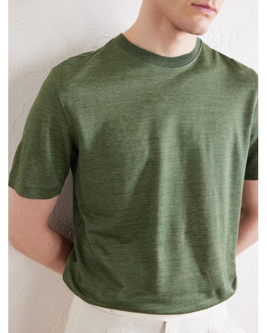 Zegna Green Oasi Knitted Linen T-shirt for men