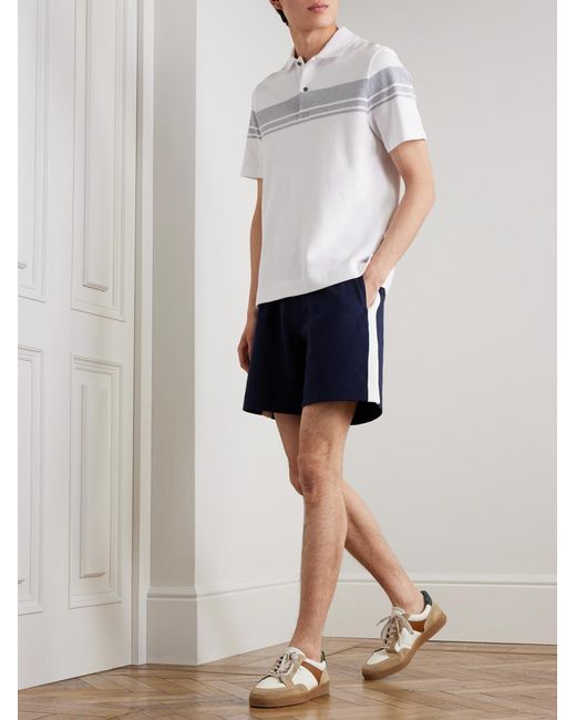 Mr P. Blue Striped Cotton-Jersey Drawstring Shorts for men