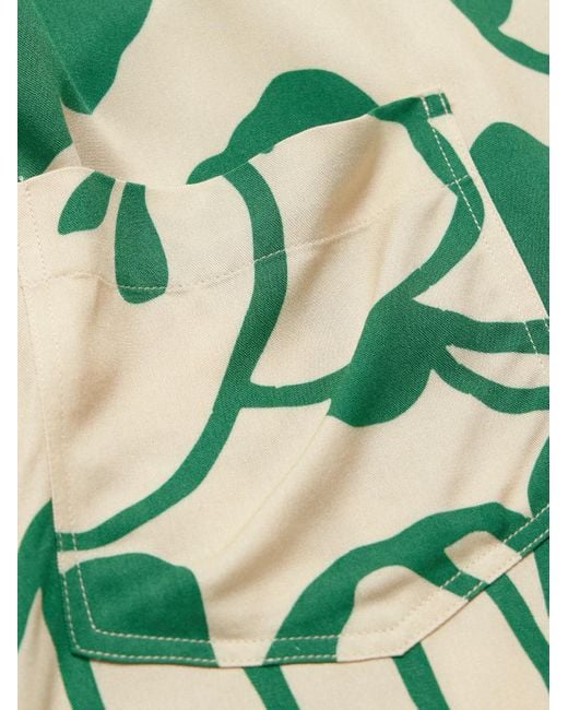 Camicia in twill con stampa floreale Mitchum di YMC in Green da Uomo