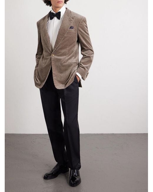 Dunhill Brown Slim-fit Printed Cotton-blend Velvet Tuxedo Jacket for men