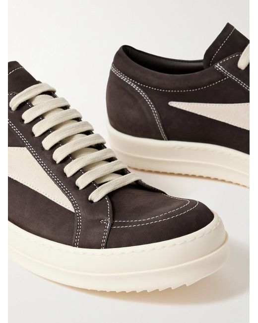 Rick Owens Brown Vintage Suede-Trimmed Nubuck Sneakers for men