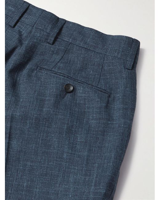 Mr P. Blue Mike Straight-leg Pleated Wool for men