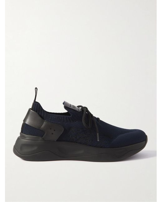 Berluti Shadow Sneakers aus Stretch-Strick mit Besatz aus Venezia-Leder in Black für Herren