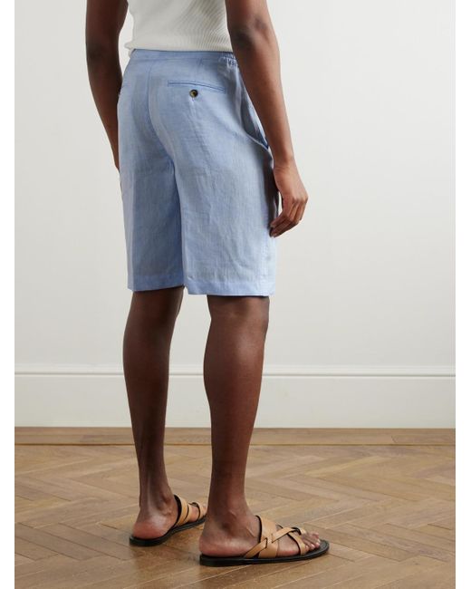 Loro Piana Blue Straight-Leg Linen Shorts for men