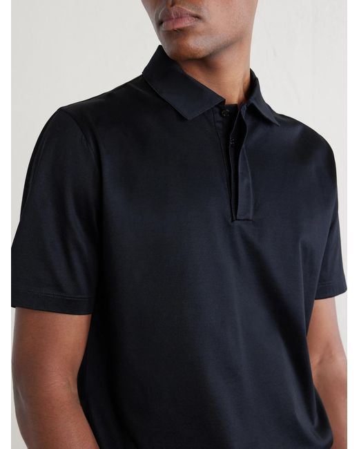 Canali Black Cotton-Jersey Polo Shirt for men