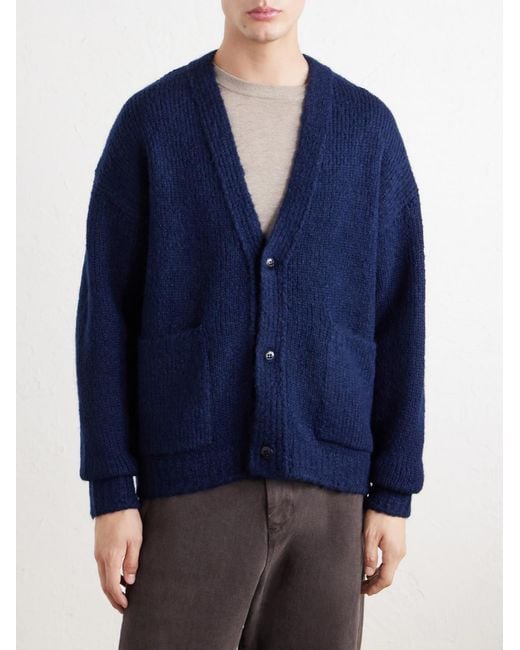 Folk Blue Knitted Cardigan for men